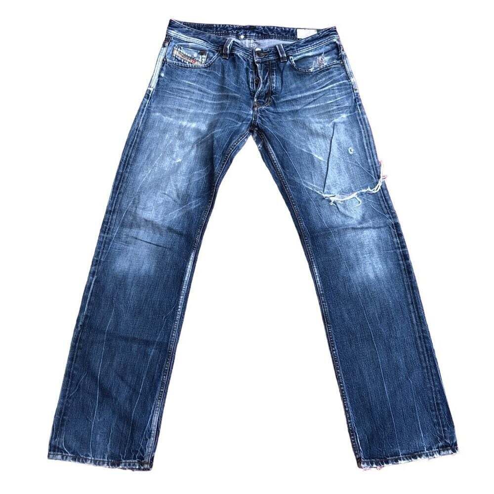 Rare Trashed Diesel Jeans Size 34 LARKEE RIPPED DENIM